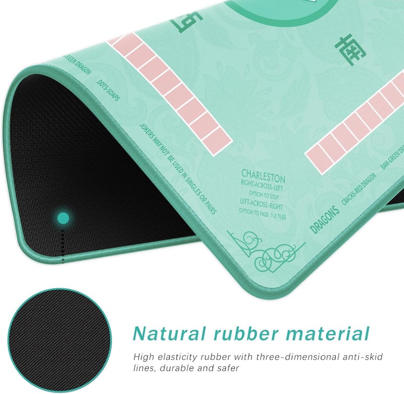 2F22E Mahjong Mat - Non-Slip Noise Reduction Gaming Mat 32.4x32.4 Inch for Mahjong/Poker/Board Games/Card Games/Dominoes (Cyan) - Image 2